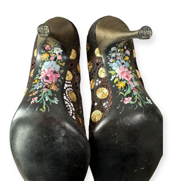 Rare Vintage David Evins Black Lace Heels – Hand-Painted Soles, Size 6B - Picture 10 of 13